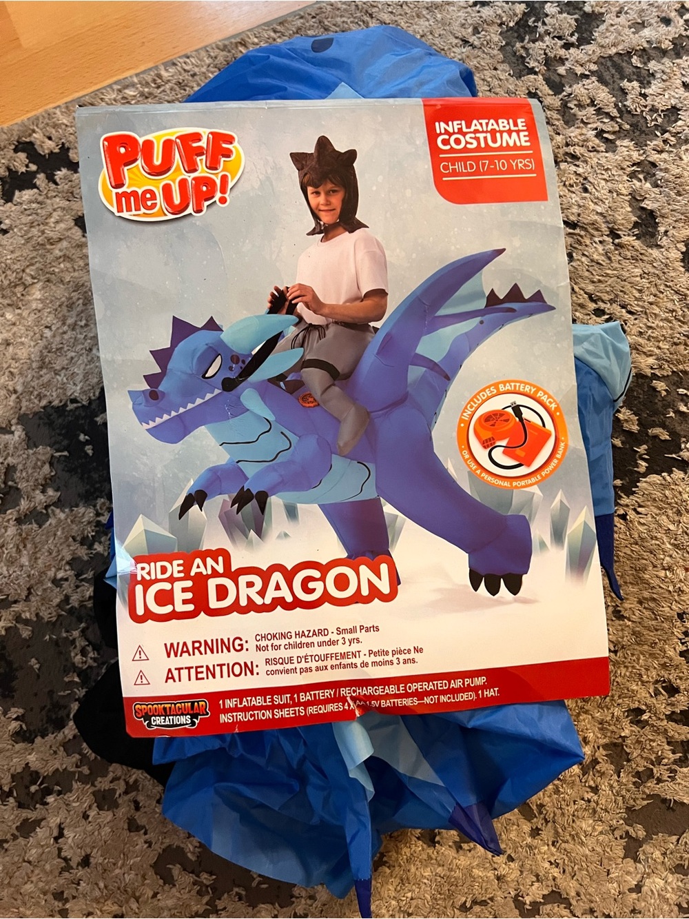 Ride an Ice Dragon Inflatable Costume - Blue